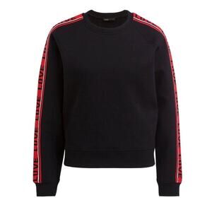 Maje Toska LOVE Striped-Sleeve Sweatshirt - Black Red White - Size 1 - US Small